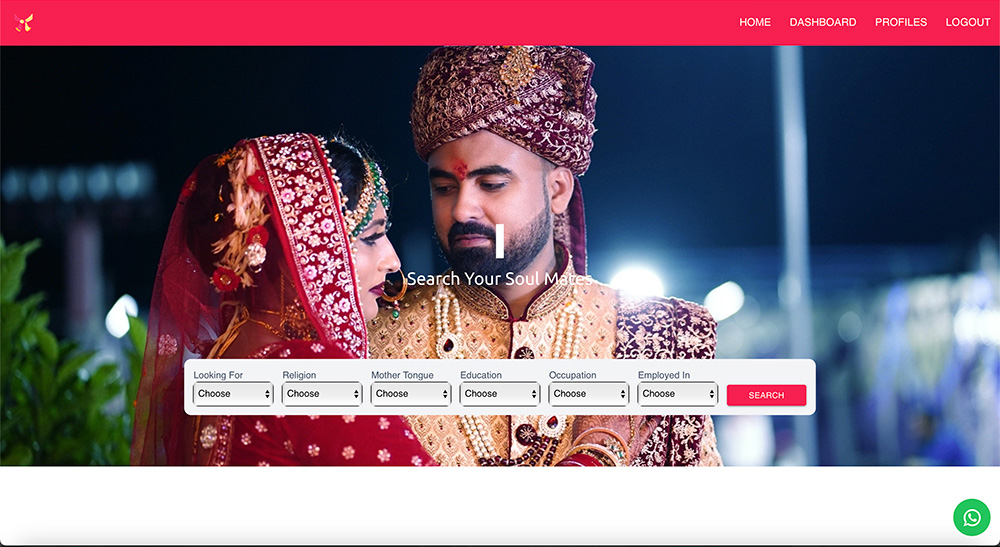 Shubh Vivaah Matrimonial, a web app built by Arterns